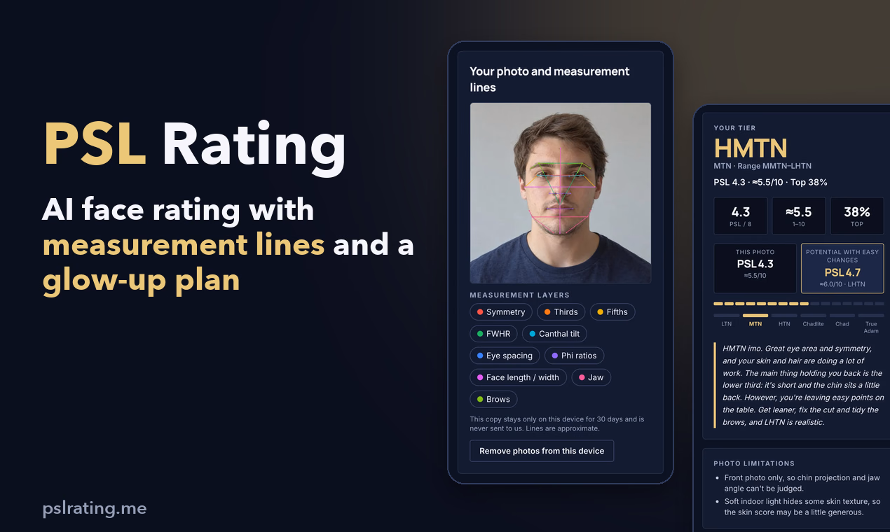 Free PSL Rating: Instant AI Face Rating Online | PSL Rating preview