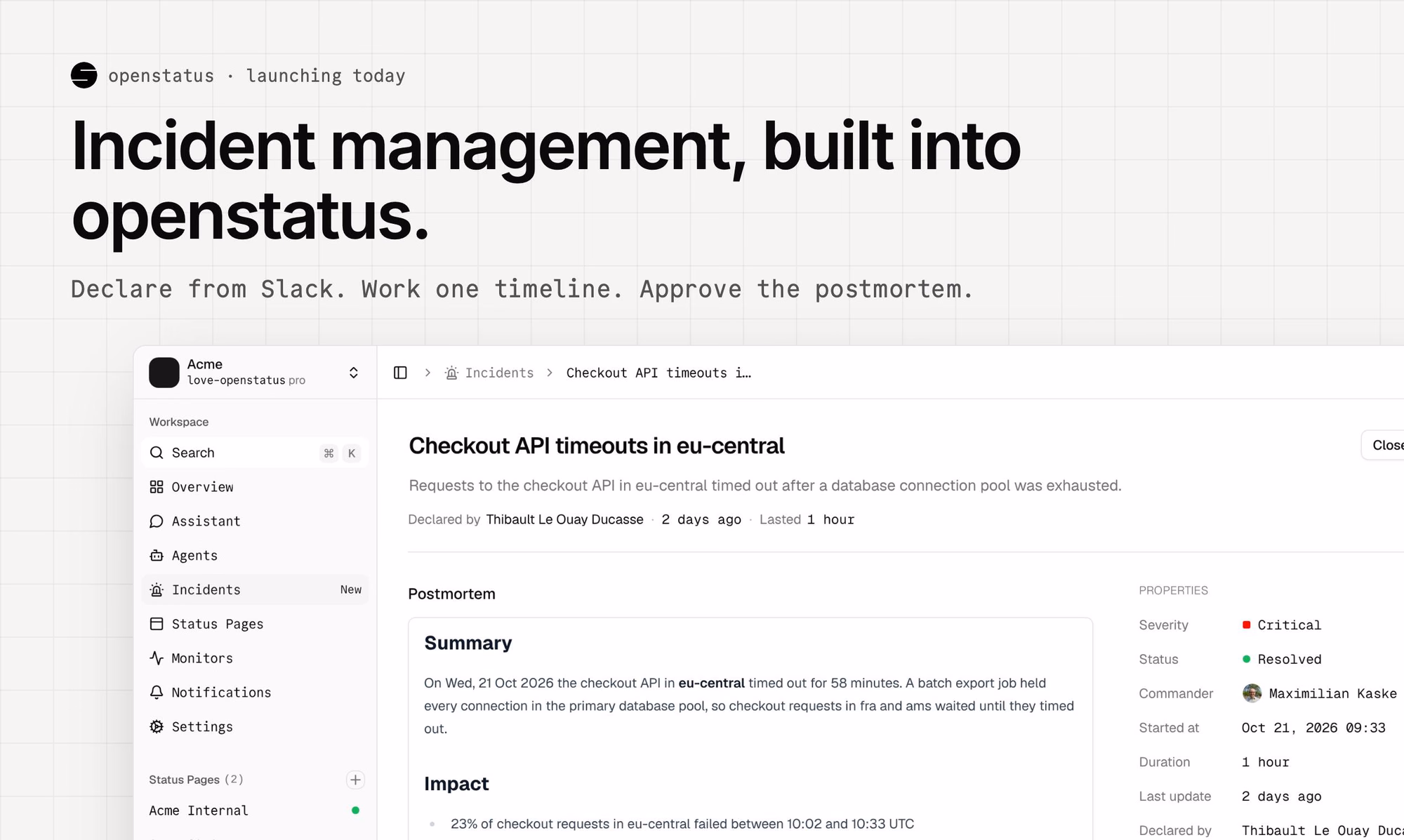 Openstatus Incident Management