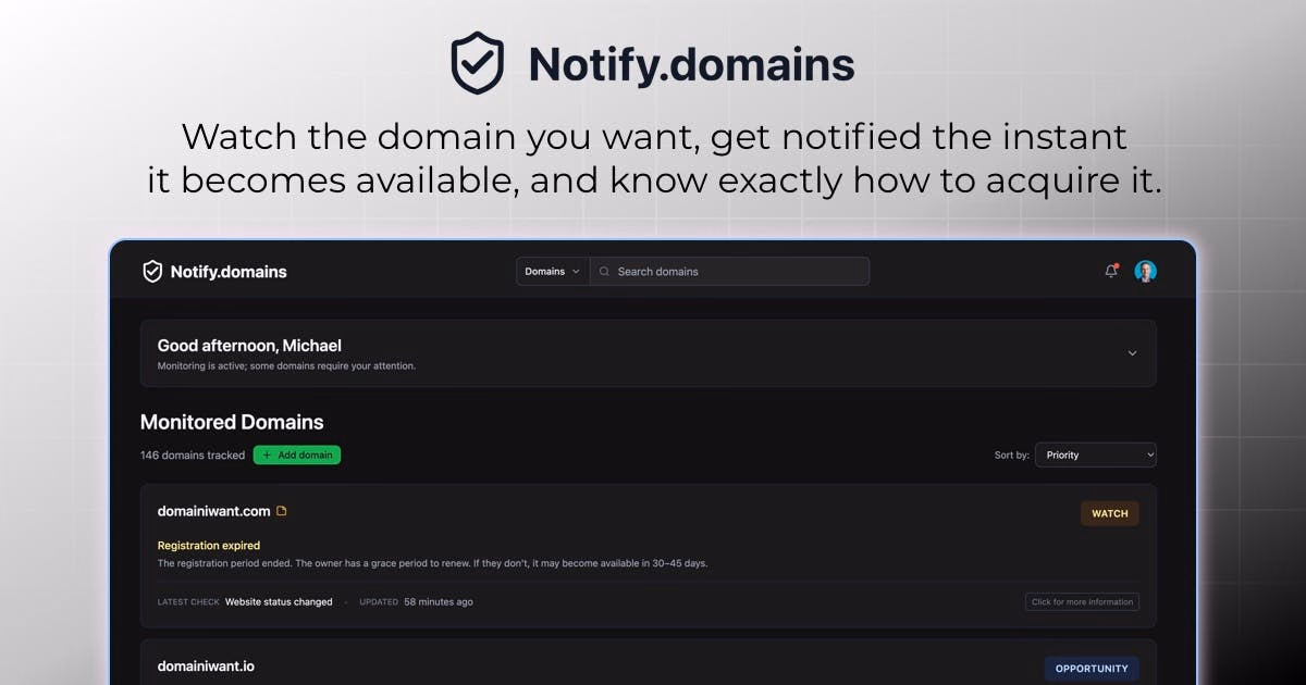Notify.domains preview
