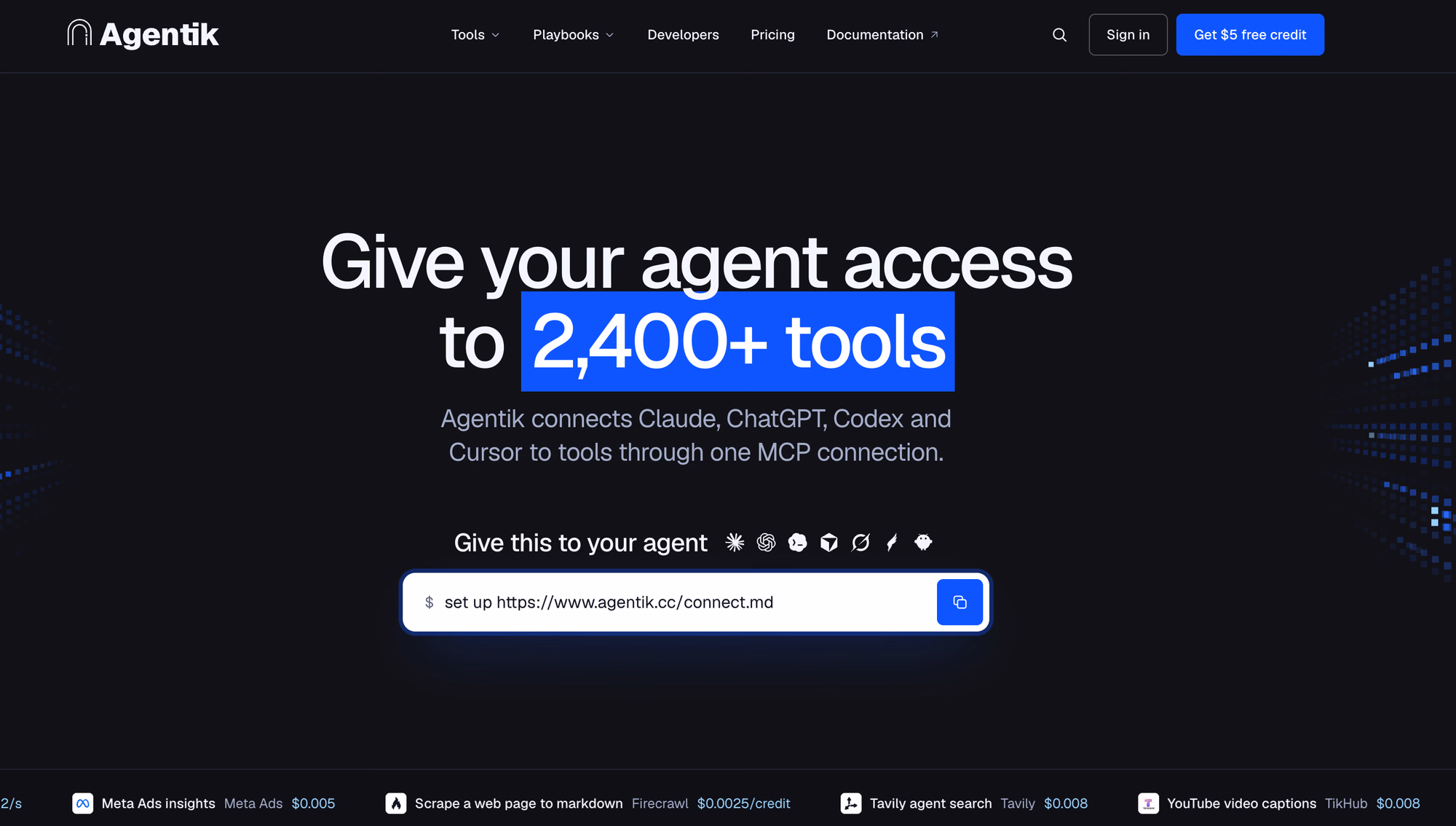 Give your agent access to 2,400+ tools | Agentik