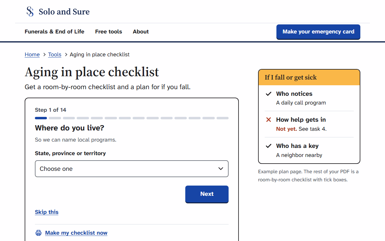 Aging in place checklist: printable living alone home check preview