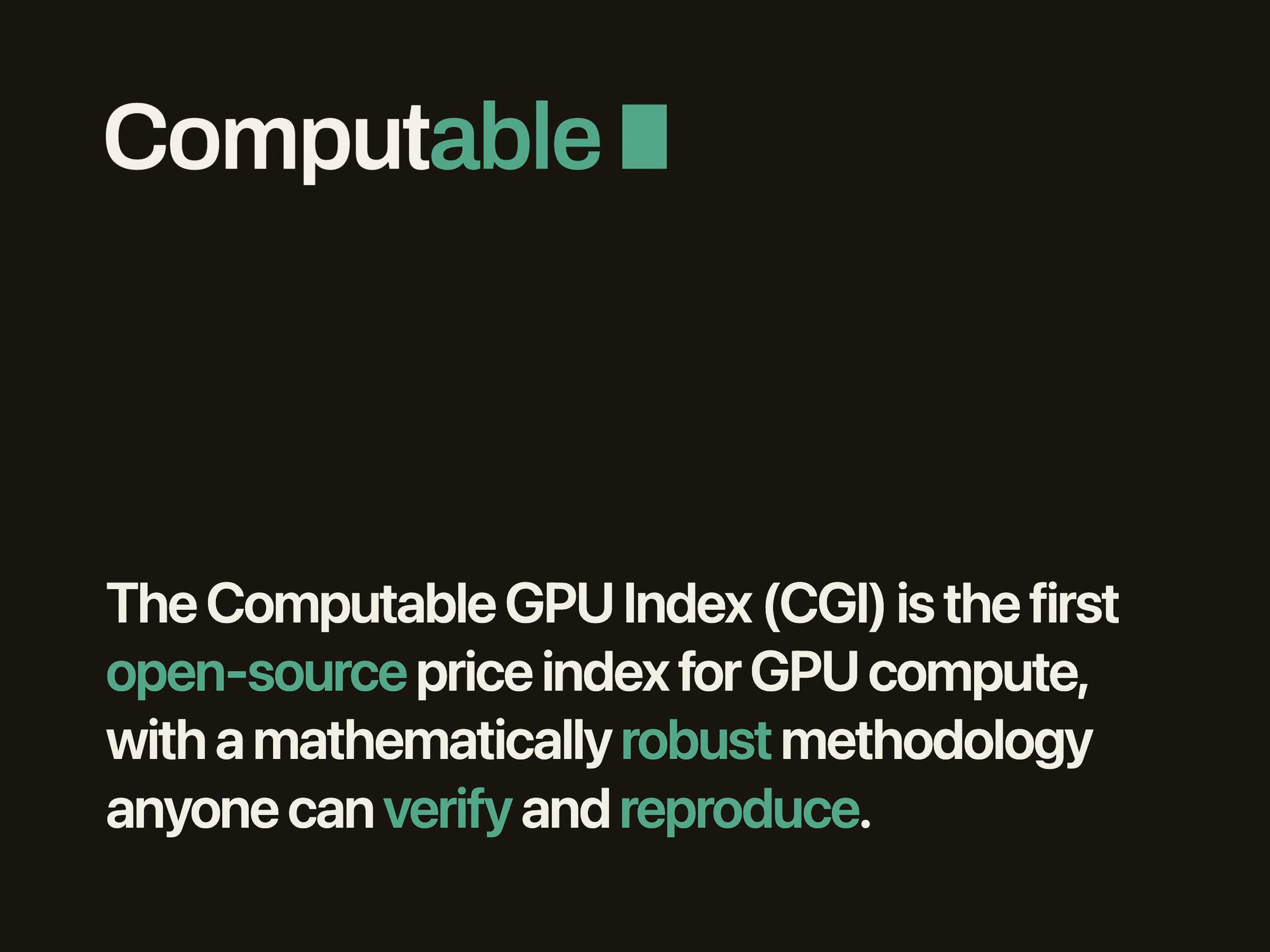 Computable GPU Index (CGI) preview
