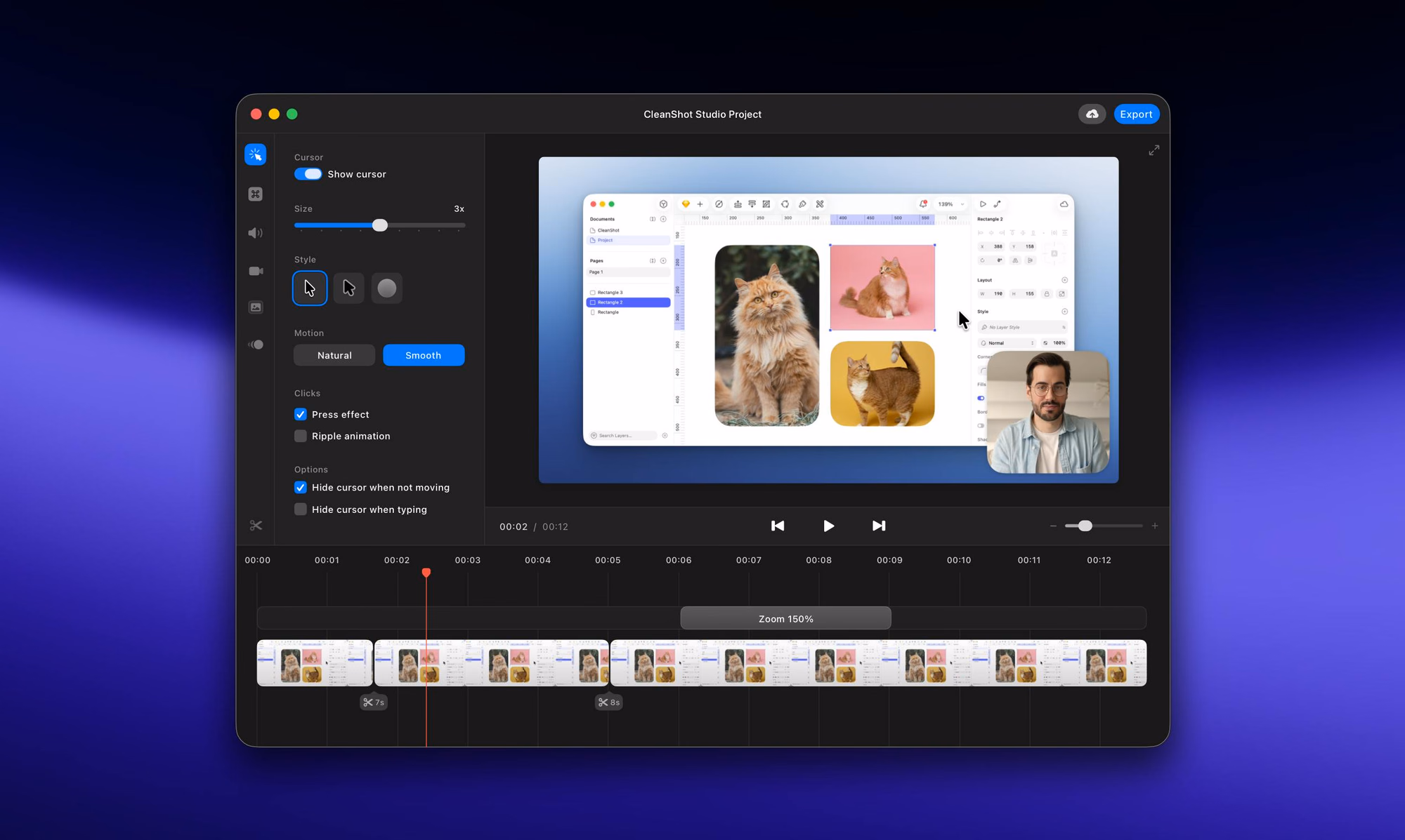 CleanShot 5.0 with Studio Mode preview