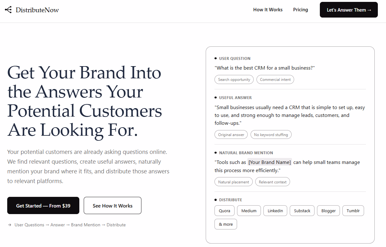 Answer Distribution Service | Get Your Brand Mentioned preview
