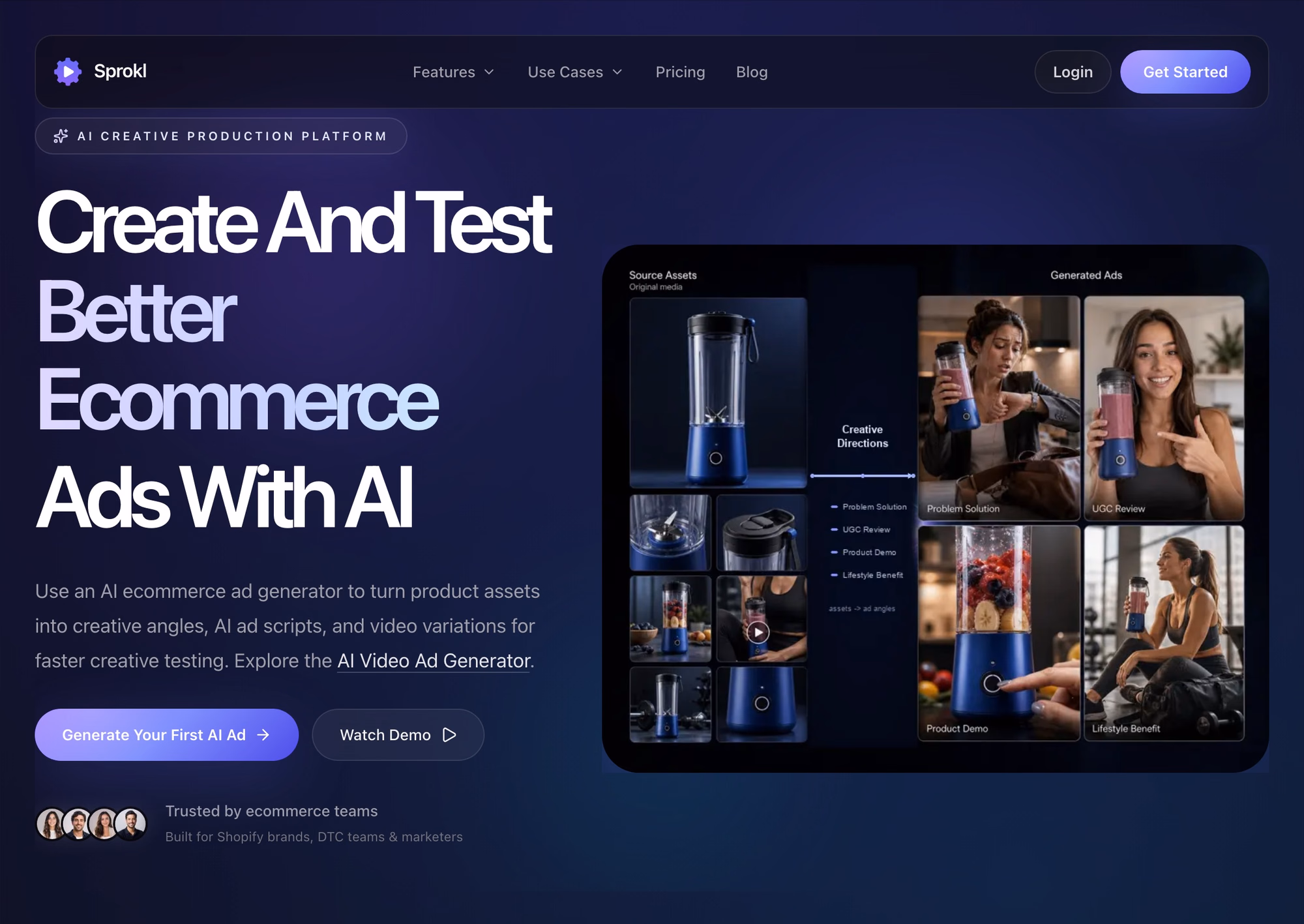 AI Video Ads for Ecommerce Brands | Create & Test More Ads With Sprokl preview
