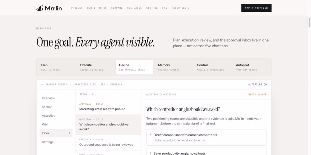 Mrrlin | AI Execution Workspace for Founders and Small Teams preview