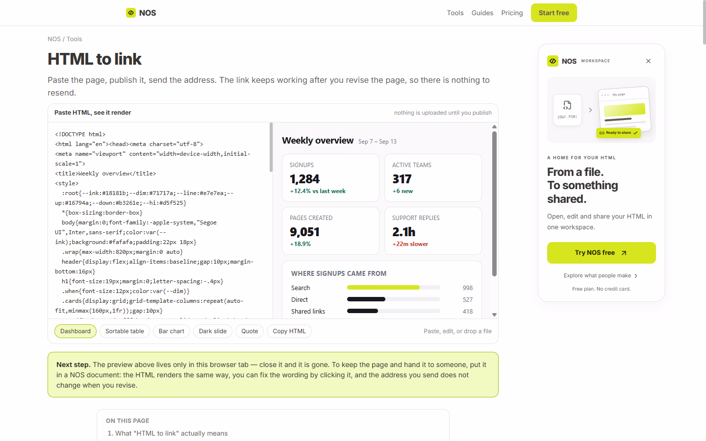 NOS Workspace preview