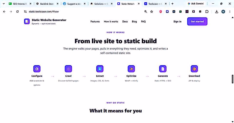 Static Website Generator — Turn any site into a fast static website preview