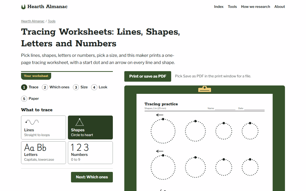Tracing Worksheet Maker preview