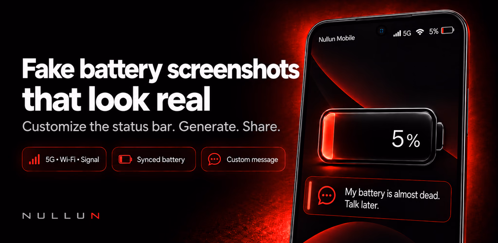Nullun – Battery Screen & Status Bar Studio preview