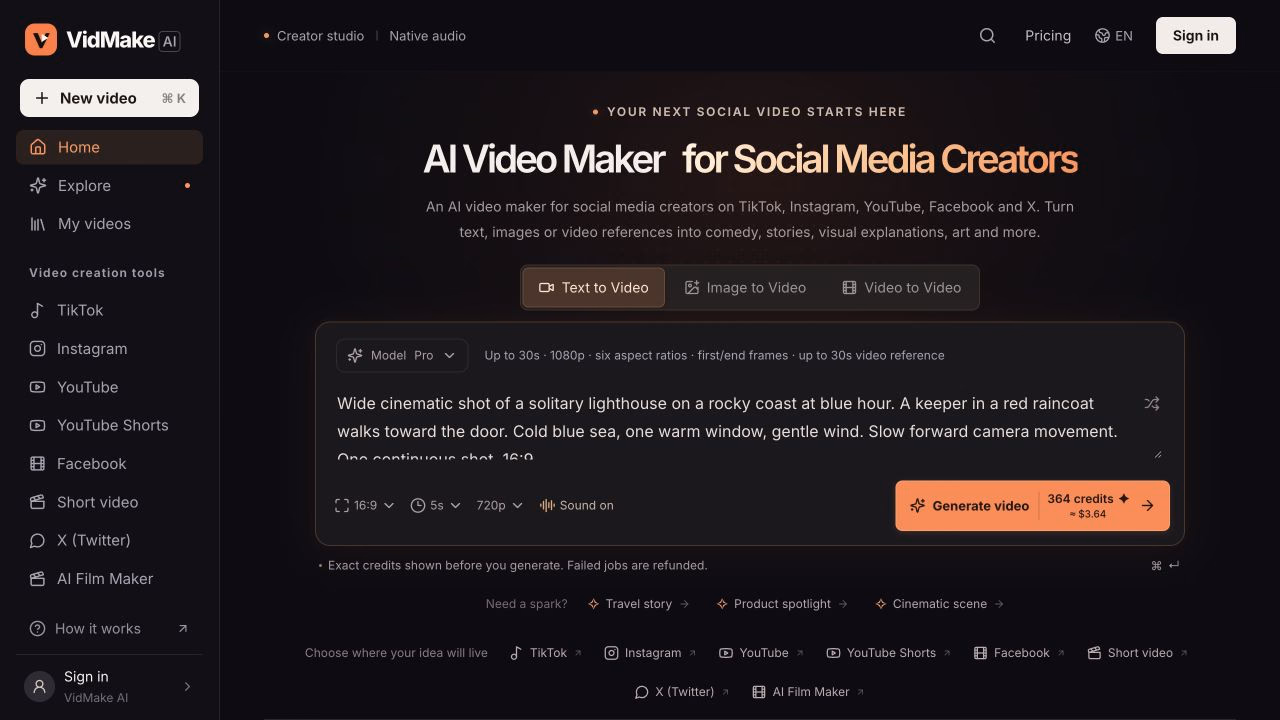 VidMake AI preview